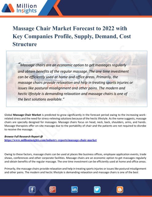 Massage Chair Market Research – Industry Size, Share, Trends Analysis and Growth Forecast to 2022