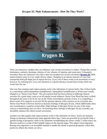 How Does Krygen XL Male Enhancement Works?