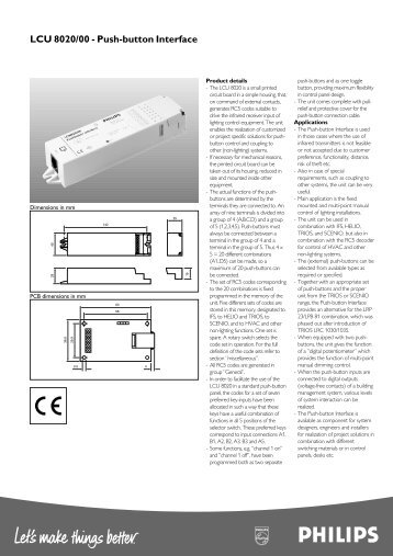 LCU 8020/00 - Push-button Interface - Philips Lighting