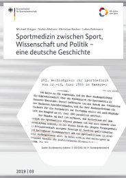 BISp 2019,03 Sportmedizin zwischen Sport, Wissenschaft und Politik – eine deutsche Geschichte