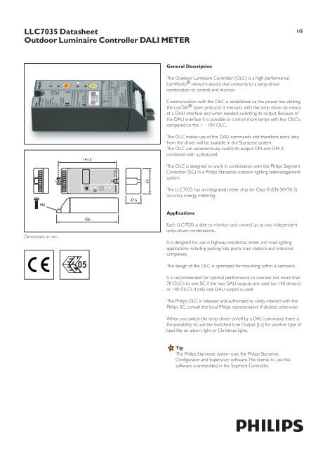 LLC7035 Datasheet Outdoor Luminaire Controller ... - Philips Lighting