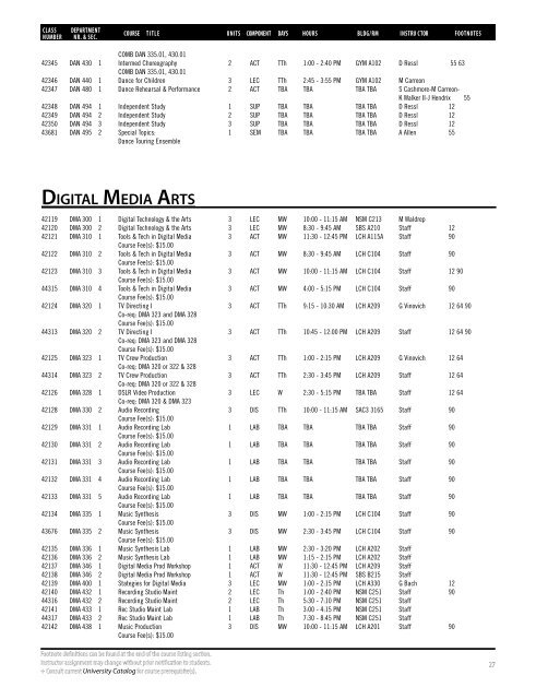 Fall 2019 Open University Schedule (Interactive)