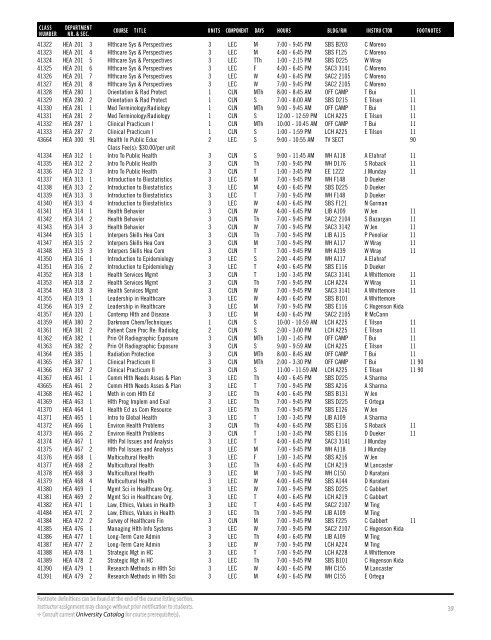 Fall 2019 Open University Schedule (Interactive)