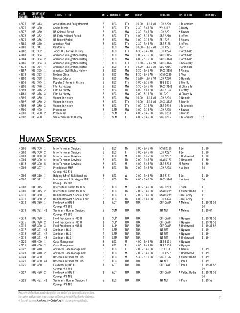 Fall 2019 Open University Schedule (Interactive)