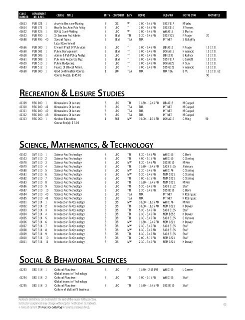 Fall 2019 Open University Schedule (Interactive)