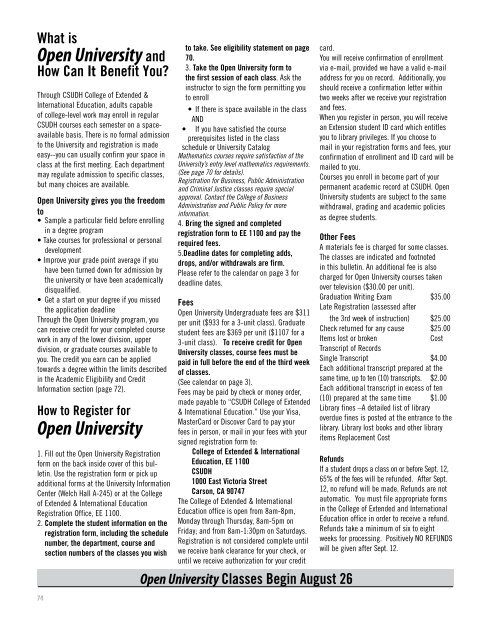 Fall 2019 Open University Schedule (Interactive)