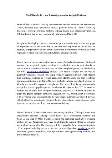 mtoz biolabs developed acetyl-proteomics analysis platform1