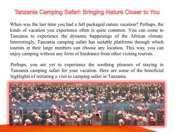 Tanzania Camping Safari Bringing Nature Closer to You-converted