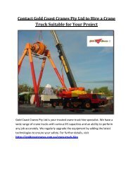 Contact Gold Coast Cranes Pty Ltd to Hire a Crane Truck Suitable for Your Project