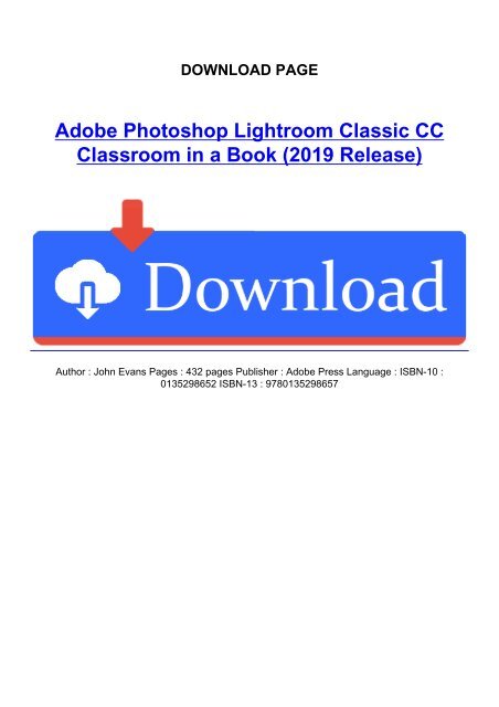 Best Books Adobe Photoshop Lightroom Classic CC Classroom in a Book 2019 