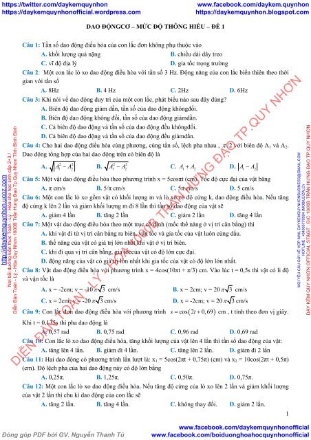 1300 câu hỏi trắc nghiệm Vật Lý 12 chọn lọc theo mức độ (NB - TH - VD - VDC) (Có lời giải chi tiết)