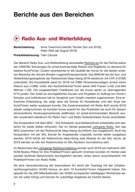 Jahresbericht 2018 – Radioschule klipp+klang