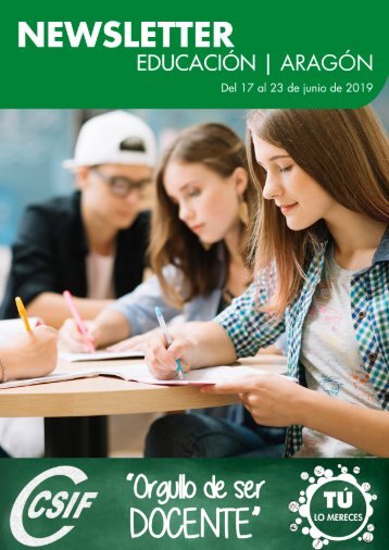 Newsletter EDUCACIÓN ARAGÓN Del 17 al 23 de junio de 2019