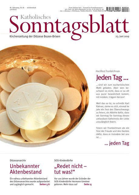 Katholisches Sonntagsblatt vom 23. Juni 2019