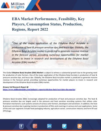 EBA Market 2022 Research Report Analysis, Growth Prospects, Business Overview and Growth Rate