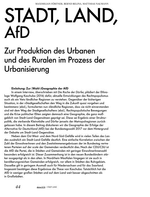 Stadt Land  / dérive – Zeitschrift für Stadtforschung, Heft 76 (Heft 3/2019)