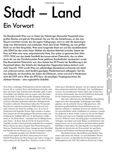 Stadt Land  / dérive – Zeitschrift für Stadtforschung, Heft 76 (Heft 3/2019)
