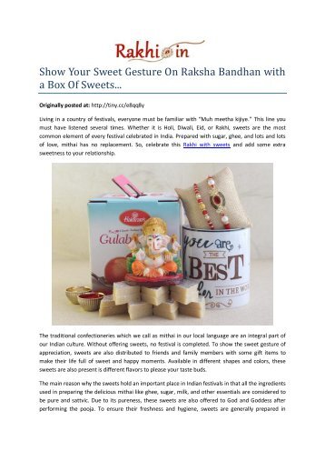 Show Your Sweet Gesture On Raksha Bandhan with a Box Of Sweets...