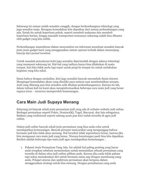 Trik Ampuh Menang Terus Main Judi 100 Work Trik Ampuh Menang Terus Main Judi 100 Work