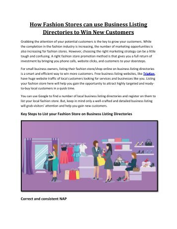 How Fashion Stores can use Business Listing Directories to Win New Customers