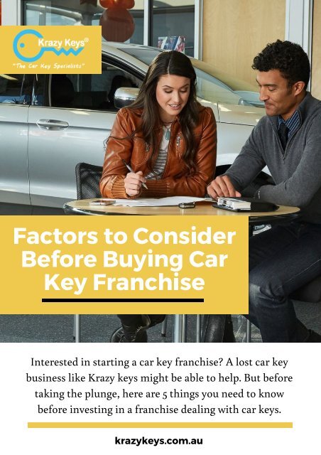 Key Points You Should Know Before Buying a Car Key Franchise