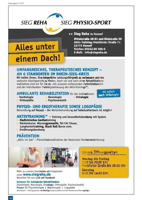 Stadt-Magazin Siegburg, Lohmar, Neunkirchen-Seelscheid - Juli 2019