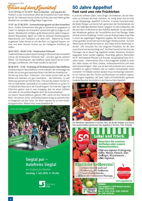 Stadt-Magazin Siegburg, Lohmar, Neunkirchen-Seelscheid - Juli 2019