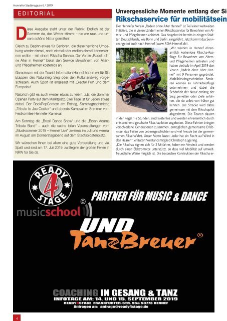 Hennefer Stadt-Magazin - Juli 2019