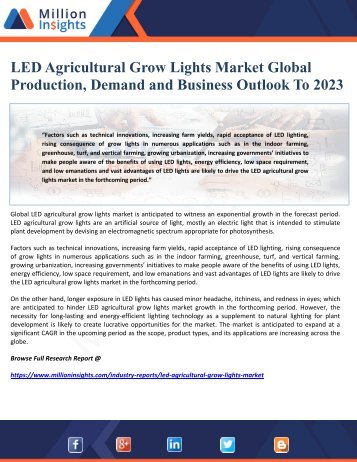 LED Agricultural Grow Lights Market Global Production, Demand and Business Outlook To 2023