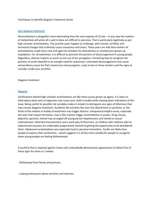 Techniques to Identify Ibogaine Treatment Center