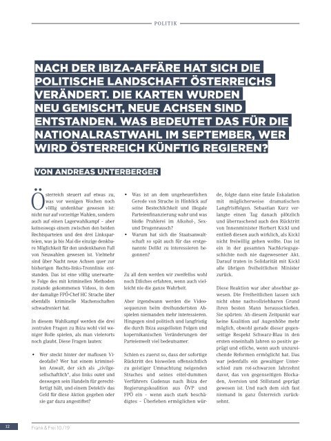 Leseprobe Magazin Frank&Frei 10/2019