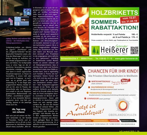  Altlandkreis Ausgabe Juli/August 2019 - Das Magazin für den westlichen Pfaffenwinkel