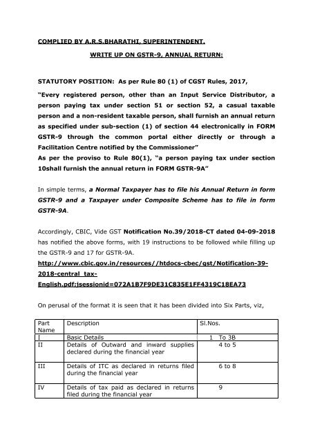 WRITE UP ON GST ANNUAL RETURN