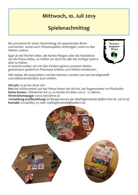 Ferienspielprogramm 2019