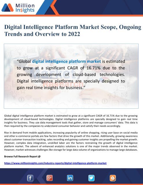 Digital Intelligence Platform Market 2022- Scope and Overview