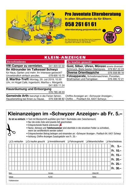 Schwyzer Anzeiger – Woche 26 – 28. Juni 2019