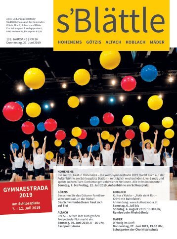 s'Blättle Nr. 26 - Do, 27. Juni 2019