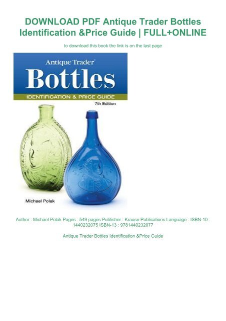 Pdf Antique Trader Bottles Identification Price Guide Pdf Antique Trader Bottles