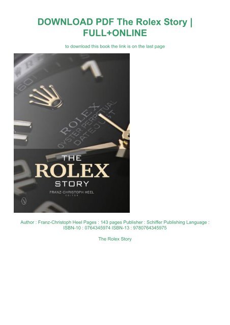 Download Pdf The Rolex Story Full Online