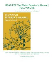 READ PDF The Watch Repairer's Manual | FULL+ONLINE