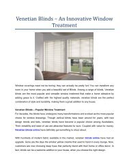 Venetian Blinds - An Innovative Window Treatment