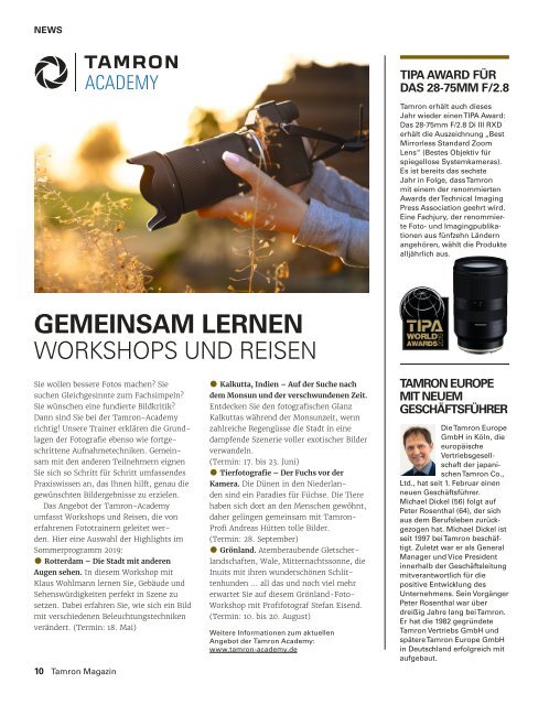 Tamron Magazin Ausgabe 9 Frühling 2019