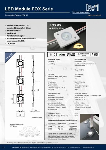 FOX 05 LED Module - selbst flachste Leuchtkästen perfekt ausleuchten - NP LIGHTING