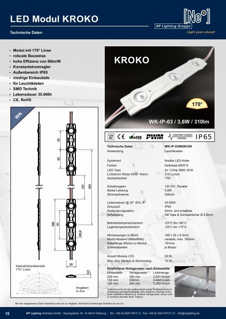 KROKO LED Module - Effiziente Ausleuchtung großer und tiefer Leuchtkästen  - NP LIGHTING