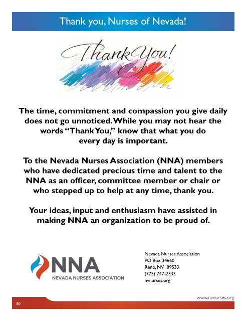 2019 NV Nurses Association Yearbook