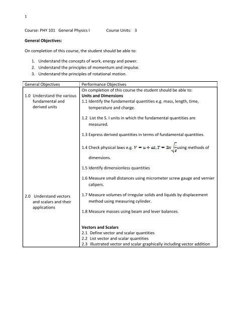 1.0 Physical Quantities and Measurement