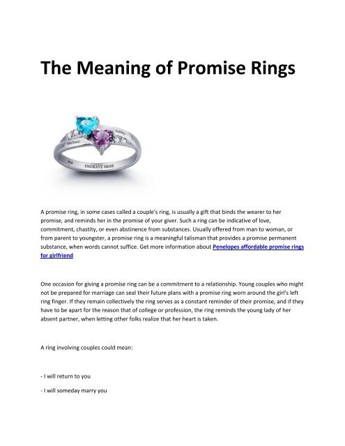 Friendship promise rings clearance meaning
