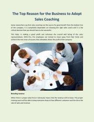 The Top Reason for the Business to Adopt Sales Coaching