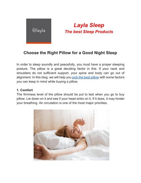 Layla Sleep - Choose the Right Pillow for a Good Night Sleep-converted