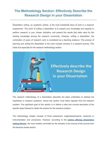 The Methodology Section : Effectively Describe the  Research Design in your Dissertation